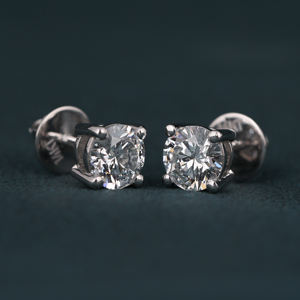 Luxueux diamant de laboratoire de coupe ronde 10KT or blanc diamant nouvelle conception personnalisée à la mode boucles d'oreilles à vis arrière pour les femmes - Product Image 5