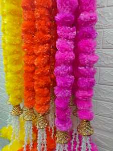 พวงมาลัยดอกไม้ประดิษฐ์ดอกดาวเรืองพร้อมกระดิ่งแขวนสำหรับงานแต่งงานของชาวอินเดียสายดอกไม้ทอร์วันสำหรับตกแต่งบ้านในงานอีเว้นท์ - Product Image 2