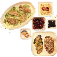 Platos Desechables Biodegradables de Madera de Bambú y Hoja de Palma Cuadrados para Fiestas y Bodas, Proveedor Indio con Técnica de Grabado Intenso