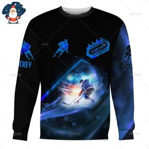 Hockey Nombre personalizado Transferencia de calor Impreso 100% Poliéster Transpirable Sudaderas Amantes del hockey Cuello gráfico Gimnasio Fitness Hombres - Product Image 2