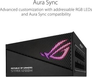 <span class=keywords><strong>ROG</strong></span> <span class=keywords><strong>Strix</strong></span> 1200 GOLD <span class=keywords><strong>Aura</strong></span> Edition แหล่งจ่ายไฟแบบตั้งโต๊ะแบบแยกส่วนเต็มรูปแบบ80 + ได้รับการรับรองสีทองระดับ ATX 3.0 PCIe Gen 5.0สีดำพร้อมส่ง - Product Image 1