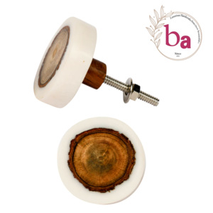 ลูกบิดไม้เรซินสีขาวโบราณพร้อมแตรกระดูกทองเหลืองดึงลิ้นชักตู้แต่งตัวทันสมัยสำหรับห้องครัวและห้องนอนลิ้นชัก - Product Image 1