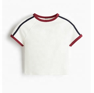 Custom Summer Screen Print Raglan Sleeve Crop Top Baby Tee <b>Y2K</b> Streetwear Color Blocked Cotton Casual Spring Summer Wear - Product Image 4