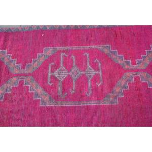 Tapis turc vintage bohème rose gris 3.1x9.9 pieds Patchwork laine grande surface tapis pour salon classique tissage en Latex - Product Image 5