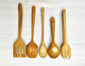 Ensemble de cuillères de service en bois, couverts de qualité alimentaire pour mariage, restaurant, hôtel, en vrac - Product Image 2