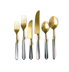 Ensemble de couverts en laiton 6 pièces-Fournitures de gros pour hôtels et mariages comprend cuillère fourchette couteau cuillère à couverts - Product Image 1