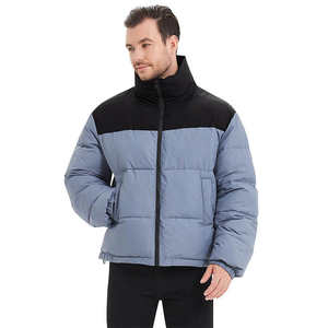 Veste matelassée noire à bulle personnalisée grande taille avec logo brodé Veste matelassée décontractée à fermeture éclair en polyester et nylon d'hiver pour hommes - Product Image 5