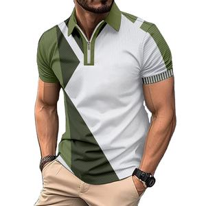 Camiseta de Polo de manga corta con cremallera para hombre, camiseta de Golf cómoda con estampado 3D de lujo para todos los días, hecha 2025 algodón, 100% - Product Image 1