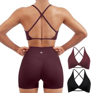 Conjunto de Sujetador deportivo de 2 piezas de algodón de alta calidad para mujer, diseño de tiras Reversible, espalda abierta, cuello en V, estampado, tallas de espalda abierta - Product Image 1