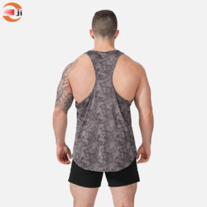 Camisetas de gimnasio informales personalizadas OEM para hombre, camisetas sin mangas, ropa deportiva de LICRA de algodón para culturismo, Fitness, correr en verano - Product Image 2