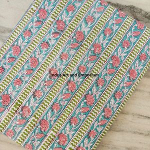 Tissu en coton cambre imprimé au bloc 68x68, écologique et durable, motif traditionnel Jaipuri, pour la décoration intérieure, l'artisanat, les sacs, les rideaux et les vêtements pour garçons - Product Image 2