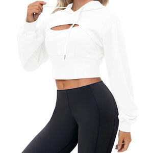 Ensemble de survêtement pour femme avec sweat à capuche court à logo personnalisé, streetwear de haute qualité, sweat à capuche à épaules tombantes - Product Image 6