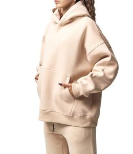 เสื้อฮู้ดแขนยาวผู้หญิงแบบสวมหัว ผ้าผสมโพลีเอสเตอร์/คอตตอน ระบายอากาศได้ดี มีซับใน ดีไซน์ลำลอง ไซส์พลัส ด้านหน้า - Product Image 1