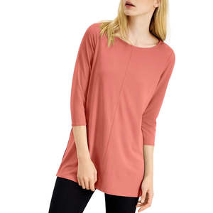 Tunica Alfani da Donna Rosa Scuro a Maniche 3/4, Taglia Grande, Traspirante, Casual, Elegante, Stile Vintage, Lunghezza al Ginocchio, per Occasioni Diurne e Feste - Product Image 1