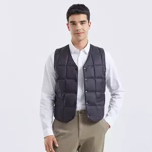 Chaqueta sin mangas acolchada con cremallera de invierno para hombre con prendas de vestir exteriores de lona de alta seguridad y chaleco acolchado para exteriores - Product Image 1