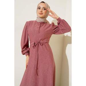 Robe rayée coupe fine Dusty Rose - Product Image 2