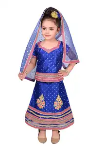 ชุดเดรส Dandiya สำหรับเด็กผู้หญิง,ชุดเดรสผ้าฝ้าย Lehenga Choli กับ Dupatta ที่สร้างขึ้นอย่างสวยงามสำหรับเด็กผู้หญิงราคาส่ง