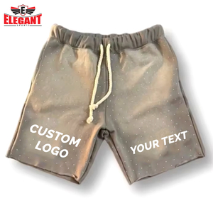 Cotton Fabric Outdoor Wear Customized Logo Distressed Good Selling <b>Make</b> <b>Your</b> <b>Own</b> Acid Wash Rhinestone Shorts by Elegant Sports - Product Image 2