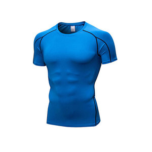 2024 New Arrival Plus Size Breathable Workout Shirts Knitted <b>Compression</b> Half Sleeve with Plain Print in Polyester Fabric - Product Image 4