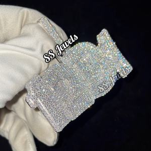 VVS Moissanite diamante personalizable pequeño colgante de moda estilo Hip Hop collar Número de la suerte letra rodio plateado joyería fina - Product Image 5