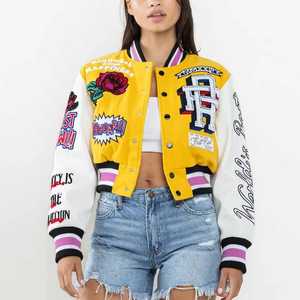 Logo personnalisé broderie dames vestes universitaires manches en cuir collège Baseball femmes veste Letterman Varisty veste hiver - Product Image 1