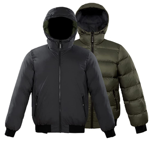 Chaqueta acolchada negra para hombre, de alta calidad Abrigo con capucha, para clima frío e Invierno - Product Image 1