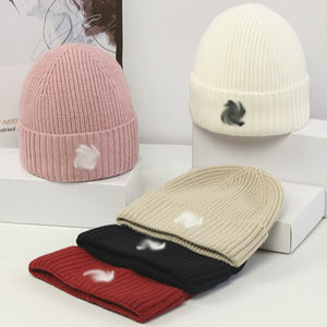 หมวกบีนนี่ฤดูหนาวสำหรับผู้ชายผู้หญิง, หมวกขนสัตว์100% ถักเรียบง่ายแฟชั่นกลางแจ้งให้ความอบอุ่นกันหนาวปัก3D ผู้ใหญ่ปรับแต่งได้ - Product Image 3