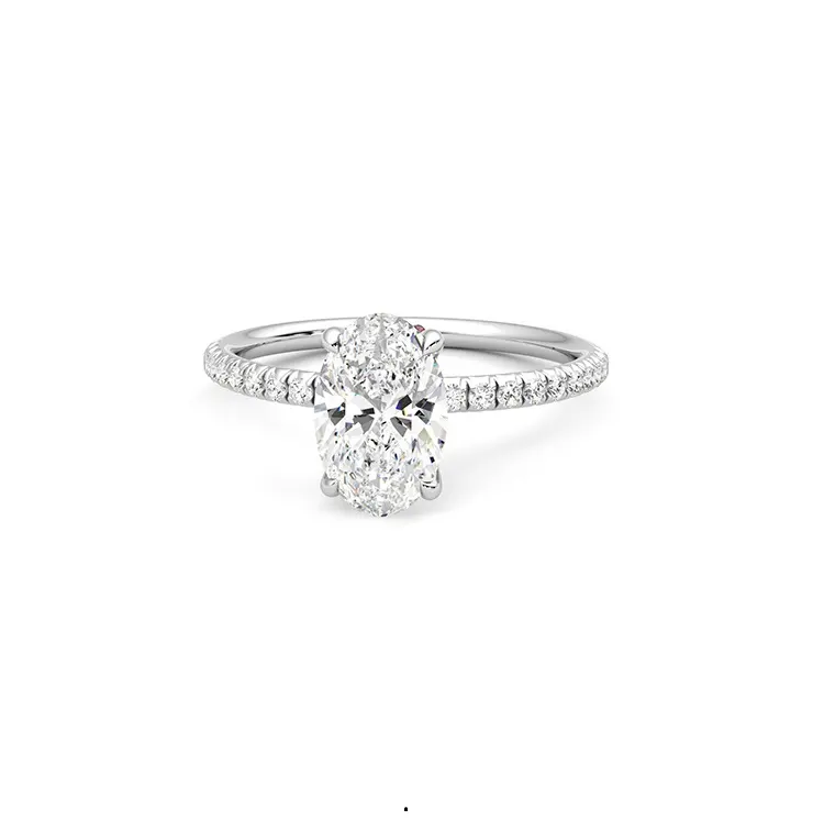 14K White Gold Halo Women Engagement Ring 2.40 Carat Moissanite Diamond Oval Shape Wedding Rings Anniversary Ring