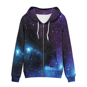 เสื้อฮู้ดซิปเทอร์รี่ลายท้องฟ้ายามค่ำคืนฤดูหนาว พิมพ์ลายดิจิทัล เนื้อผ้านุ่มพิเศษ ผ้าโพลีเอสเตอร์ผสม มีกระเป๋า - Product Image 1
