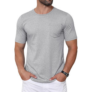 Camiseta de bolsillo informal de algodón 100% antiarrugas de alta calidad para hombre, camisetas ajustadas transpirables de tela de punto duradera - Product Image 2