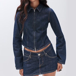 Ensemble jupe et veste en jean pour femme, élégant, tendance, respirant et confortable / Ensemble jupe deux pièces pour femme, prix de gros, assorti, 2026 - Product Image 1