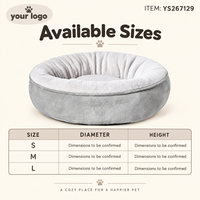 Coussin rond en peluche gris clair Yangyangpet pour chats et petits chiens