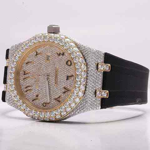 Reloj de Lujo con Estilo Hip Hop para Negocios, con Diamantes Moissanite Semiincrustados, Caja de Acero Inoxidable, Correa de Goma y Cristal - Product Image 3
