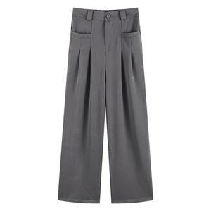 <span class=keywords><strong>Pantaloni</strong></span> Casual a vita alta con Logo personalizzato stile coreano <span class=keywords><strong>pantaloni</strong></span> formali <span class=keywords><strong>eleganti</strong></span> <span class=keywords><strong>neri</strong></span> dritti - Product Image 4