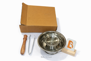 Quemador de Incienso de Carbón Vegetal de Acero Inoxidable Ecológico de Mano con Mango de Madera |   Bakhoor Dhoop Aromático para el Hogar, la Oficina y Uso Ritual - Product Image 2