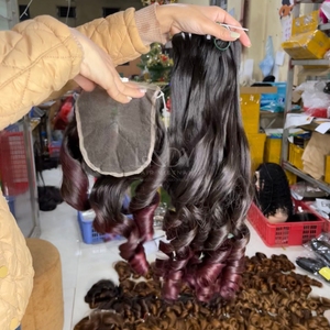 Extensions de cheveux humains vietnamiens de qualité supérieure, prix avantageux, cheveux raides et volumineux, couleur ombrée, ensemble de mèches avec fermeture, 2025 - Product Image 3