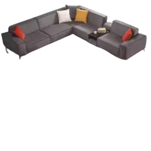Ecksofa Couch Wohnbereich grau textil Couches Sofa Polsterung Eck-Set neu