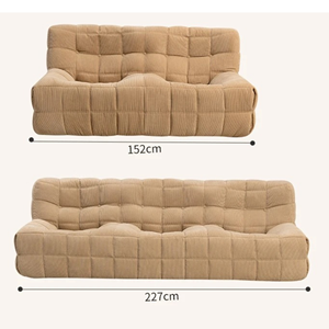 Ensemble de canapé compact en tissu deux places avec table basse capitonnée et tables d'appoint pour petite chambre - Product Image 2