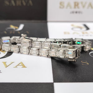 Custom 925 Silver <b>Tennis</b> Link <b>Bracelet</b> VVS Moissanite Emerald Cut Diamond Link <b>Bracelets</b> Cute Style <b>for</b> <b>Men</b> Women <b>for</b> Parties - Product Image 2