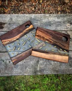 ชุดที่รองแก้วไม้และเรซินอีพ็อกซี่ GARDEN-THEMED ถาดรองแก้วแบบมีสไตล์ - Product Image 1