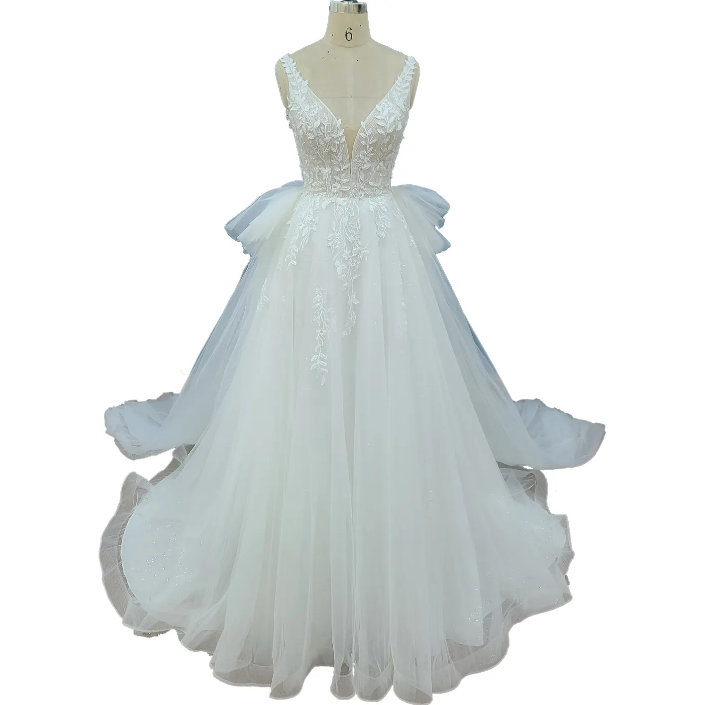 Noble mariée discrète robe de bal de luxe robe de train cathédrale détachable 2023 mariage civil