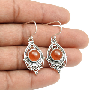 Boucles d'oreilles en argent Sterling massif 925 pierres précieuses cornaline naturelle Design élégant pour femmes fille fabricant de bijoux faits à la main - Product Image 4