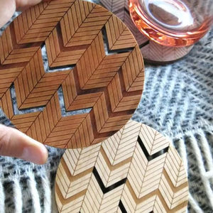 Posavasos personalizado moderno respetuoso con el medio ambiente 3,75 sublimación Hardboard Mdf Squarestone con posavasos trasero de corcho - Product Image 2