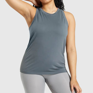 Custom Logo Plus Size Women's Tank Tops Fitness Summer Sleeveless Solid Black Eco-Friendly Quick Dry Breathable Workout Vest - Product Image 3