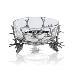 Bol en métal de style design abstrait fini noir et or Design de qualité supérieure pour centre de table de mariage et décor de fête - Product Image 6