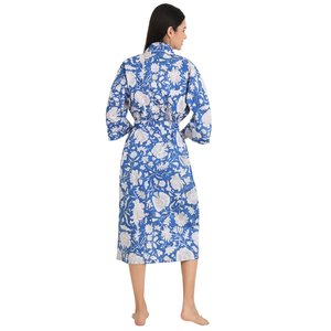 Boho Style Lightweight Cotton <b>Kimono</b> Indian Handprinted Floral Print Pattern Luxury Summer <b>Beach</b> House Cover Swimsuit Cover Ups - Product Image 6