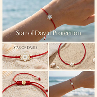 Pulseras Étnicas Profesionales B2B con Estrella de David, Esmalte Blanco, Latón Chapado en Oro de 18K, Hilo Rojo, Regalo OEM/ODM, MOQ Bajo