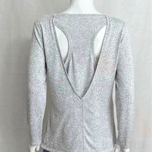 T-shirt décontracté à manches longues pour femme, imprimé logo, col rond, pour l'entraînement - Product Image 4