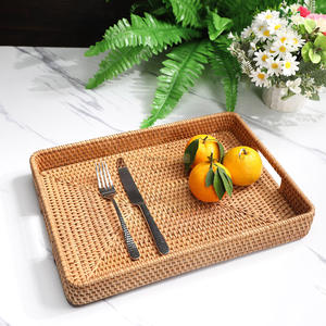 Vietnam moderne luxe rotin osier multifonction plateau de service poignées pour salon salle de bain Table basse stockage de fruits - Product Image 4