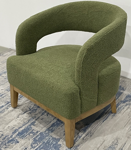 <span class=keywords><strong>Poltrona</strong></span> Accent in Tessuto Bouclé <span class=keywords><strong>Verde</strong></span> con Schienale Curvo e Gambe in Legno, <span class=keywords><strong>Poltrona</strong></span> Moderna per Soggiorno, Camera da Letto, Hotel - Product Image 2
